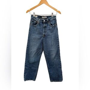 Levi’s Ribcage Straight Ankle Jeans 26 High Rise Button Fly Medium Wash Denim